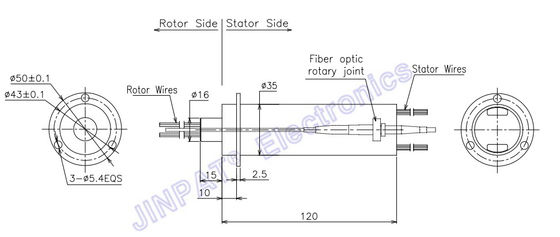 Rotary Electrical Slip Ring 9 Circtir 10A With Fiber Optic