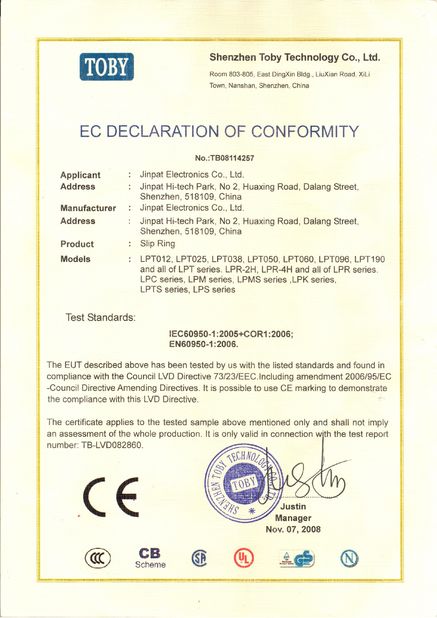 China JINPAT Electronics Co., Ltd certification