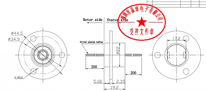 IP54 Coaxial Miniature Through Bore Slip Ring Rotating Speed Optio<em></em>nal 240VAC 0
