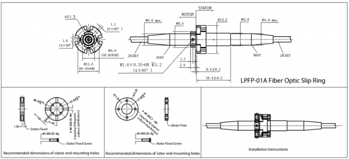 Large Capacity Fiber Optic Rotary Joint 300rpm 4 Channel Installation Diameter 20mm 1